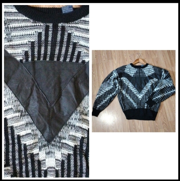 Cambridge Classics Other - 80s Iconic Knit and Leather Pull Over Sweater! Cambridge Classics, Vintage, L